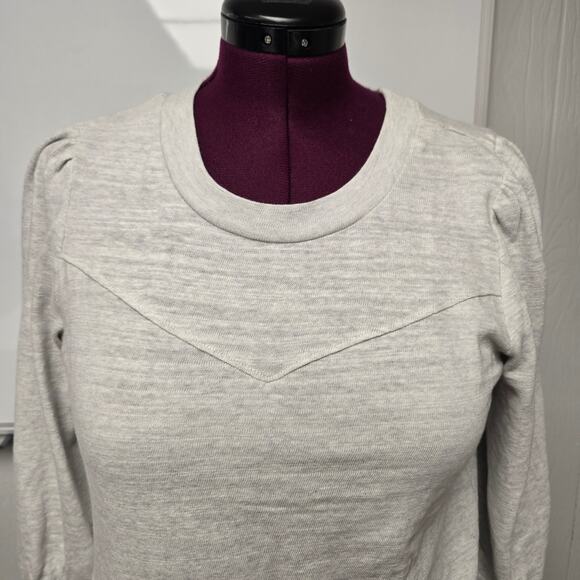 Women's LOFT Heathered Gray Knit 3/4 Sleeve Blouse | Size Medium - Picture 4 of 9